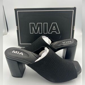 MIA Florina Black Peep Toe Sandal Mule Heels Women’s Shoes Size 8M NEW W/BOX